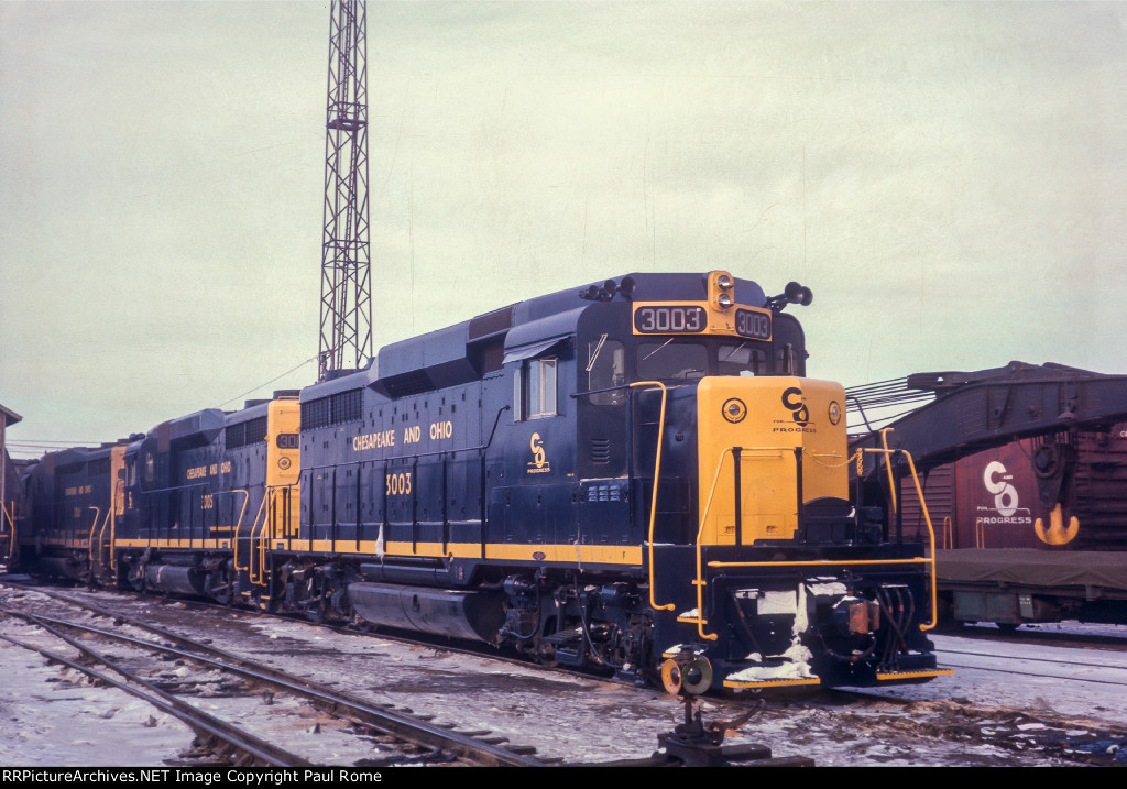 C&O 3003, 3005, and another EMD GP30 are new in this David Ingles shot